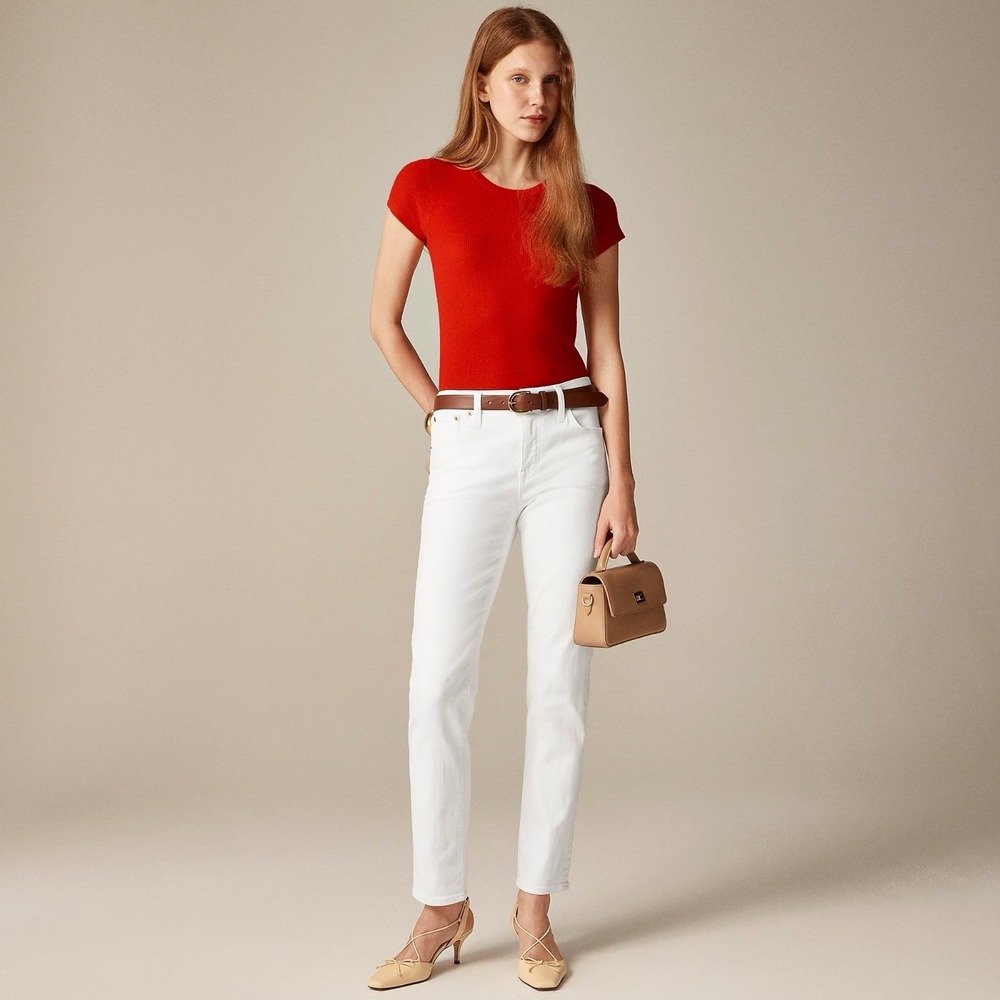 NWT!! J. CREW White Slim Jeans '03 2003 Stretch Solid White High Rise Size‎ 31